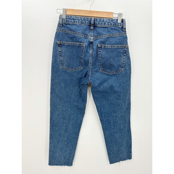 Free People We The Free Denim Tapered Mom jeans Raw Hem Cotton Women Size 25 - Picture 2 of 9